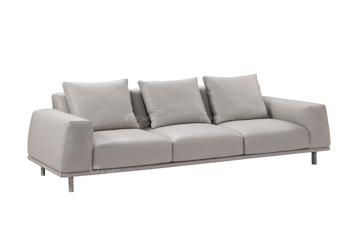 意式极简风格别墅会所星欧注册现代简约客厅四位沙发LS1909-46真皮沙发