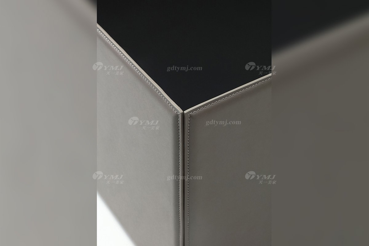 极简风格品牌高级别墅会所星欧注册现代简约皮艺茶几LT1907-3方几细节