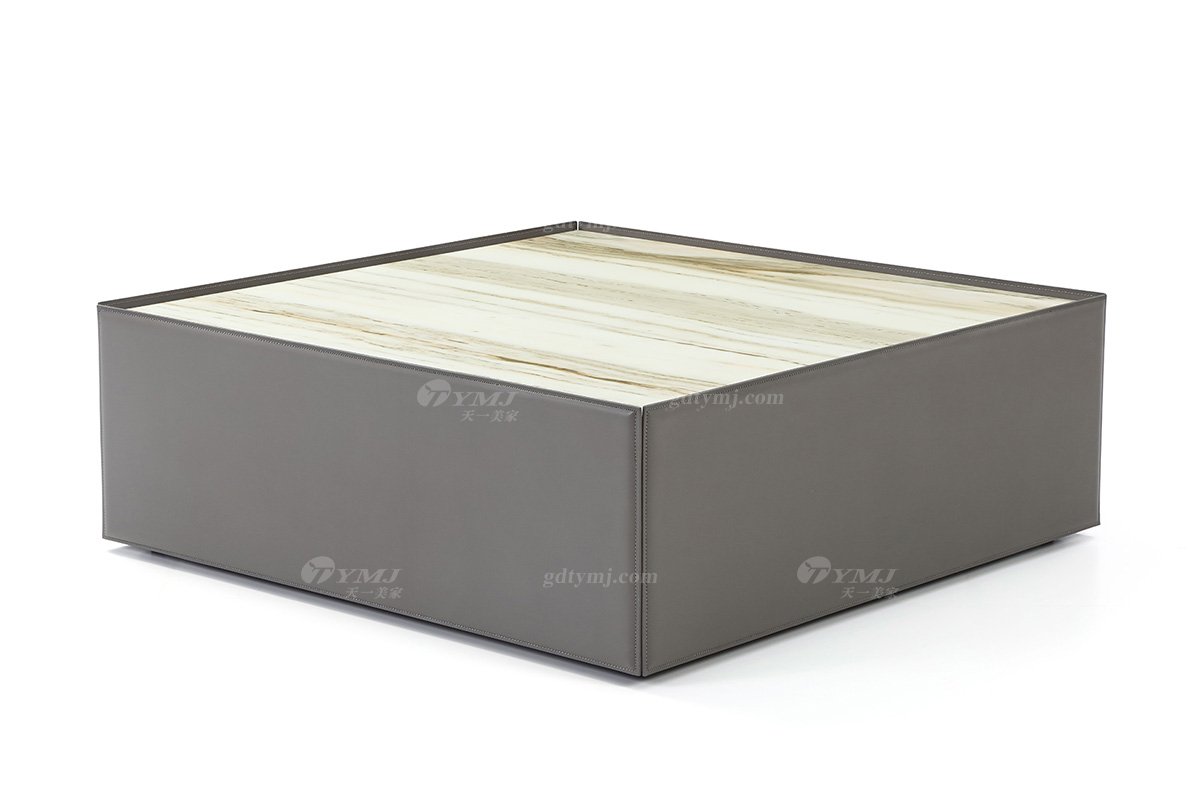 极简风格品牌高级别墅会所星欧注册现代简约大理石方茶几LT1907-1方几