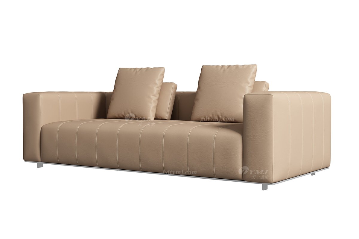 极简风格星欧注册别墅会所舒适实木进口黄牛皮三位沙发SF-027三位沙发