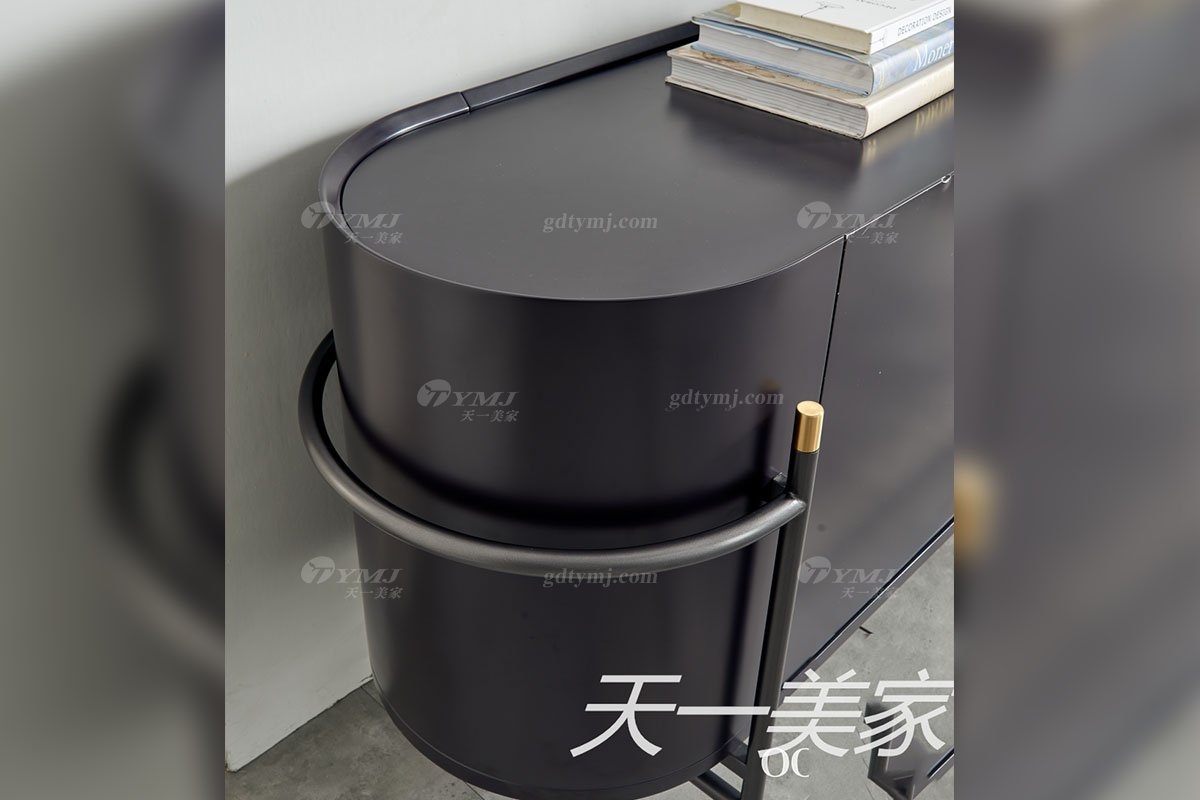 极简风格星欧注册高端别墅会所大宅简约E0级环保板黑色餐边柜WD601餐边柜细节