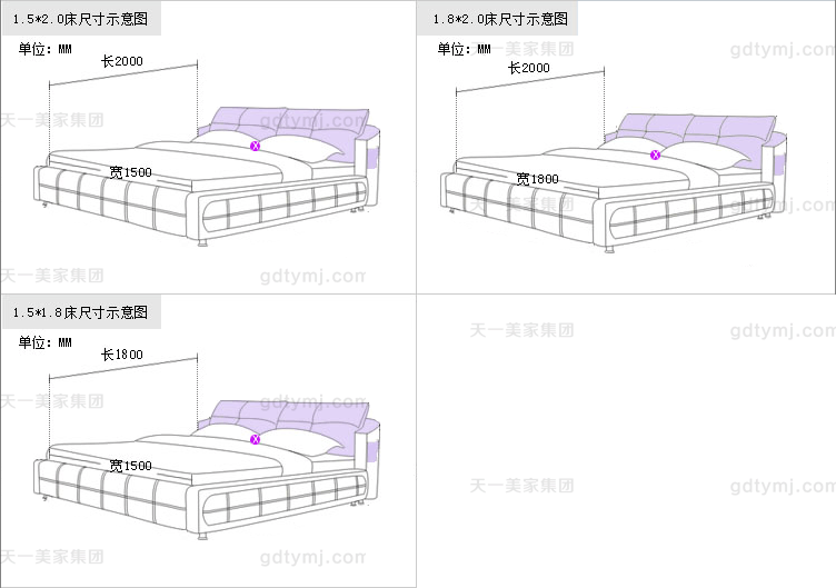 双人床尺寸图