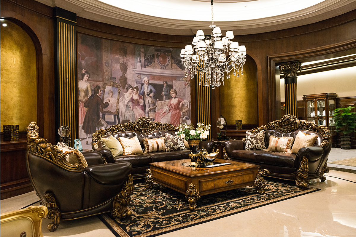 蓝冠注册顶级美式古典客厅沙发