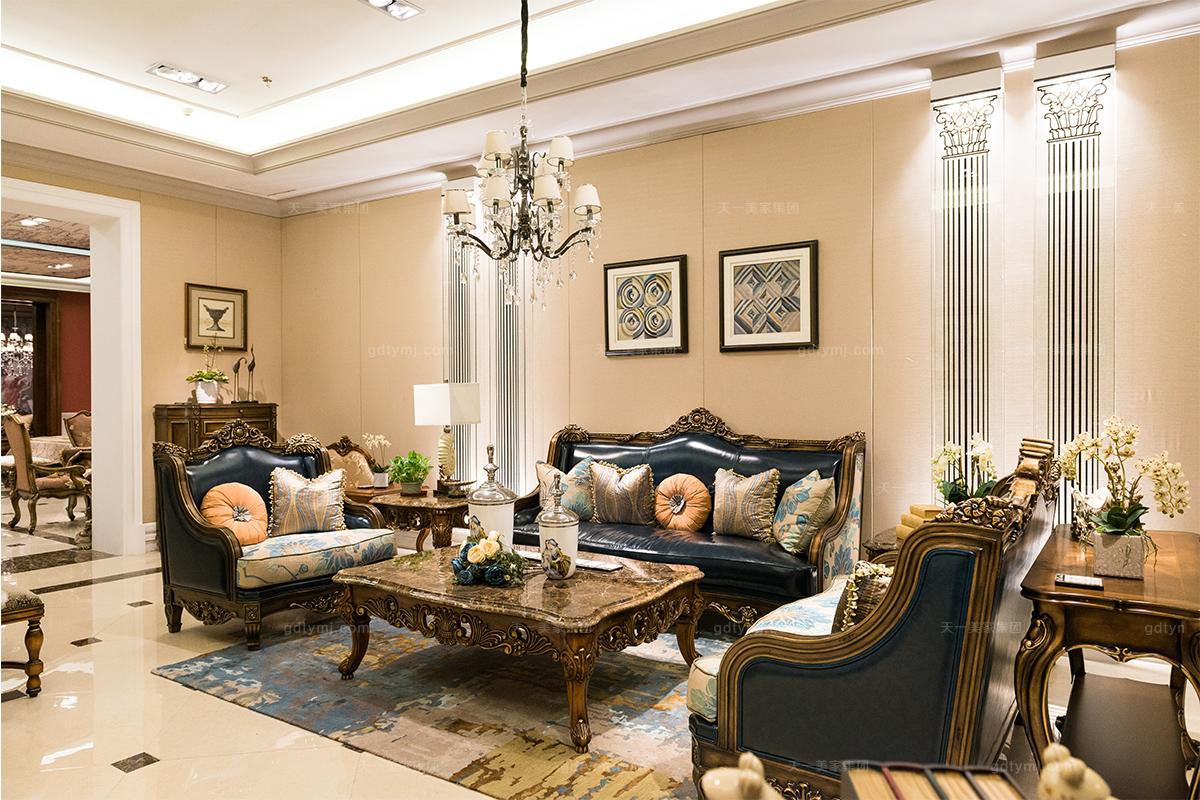 美式古典蓝冠注册客厅沙发