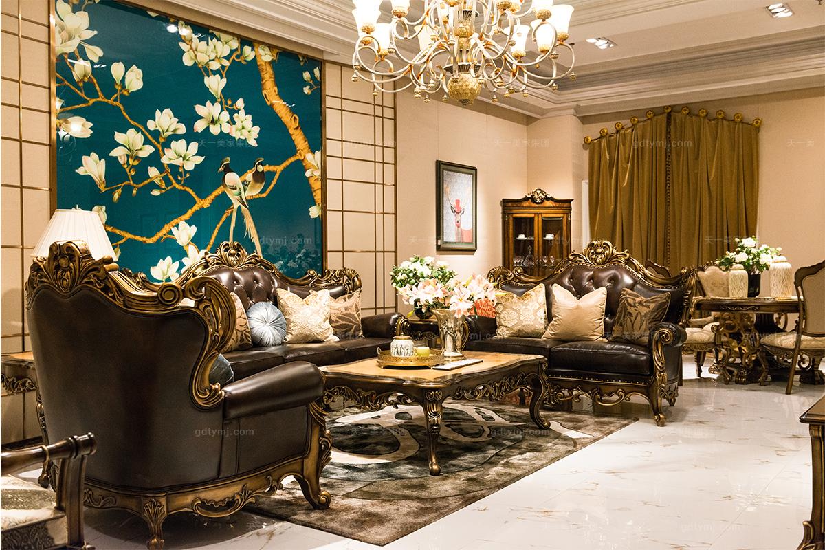 蓝冠注册美式古典客厅沙发