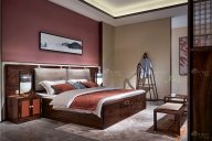 这样的红木新中式风格蓝冠注册大床，造型大气优美，格调高雅！