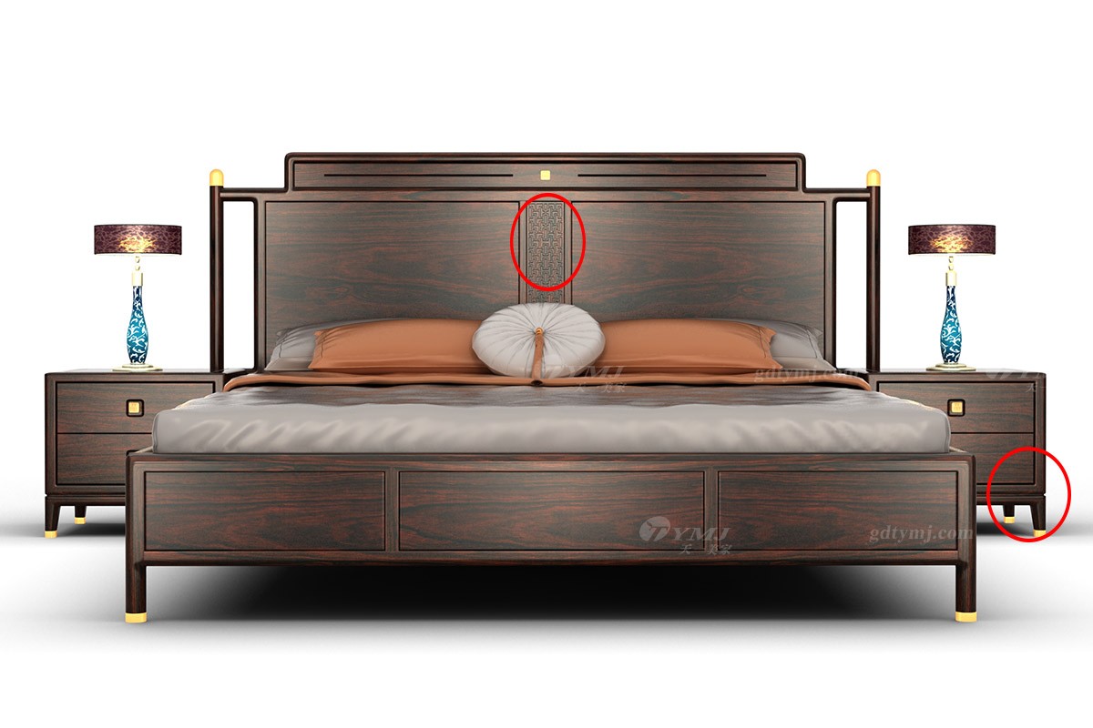 时尚新中式红木实木双人大床