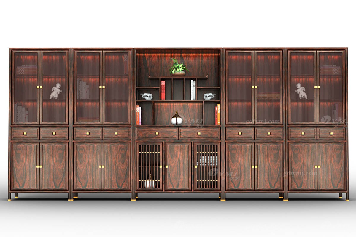 高端经典实木新中式书柜