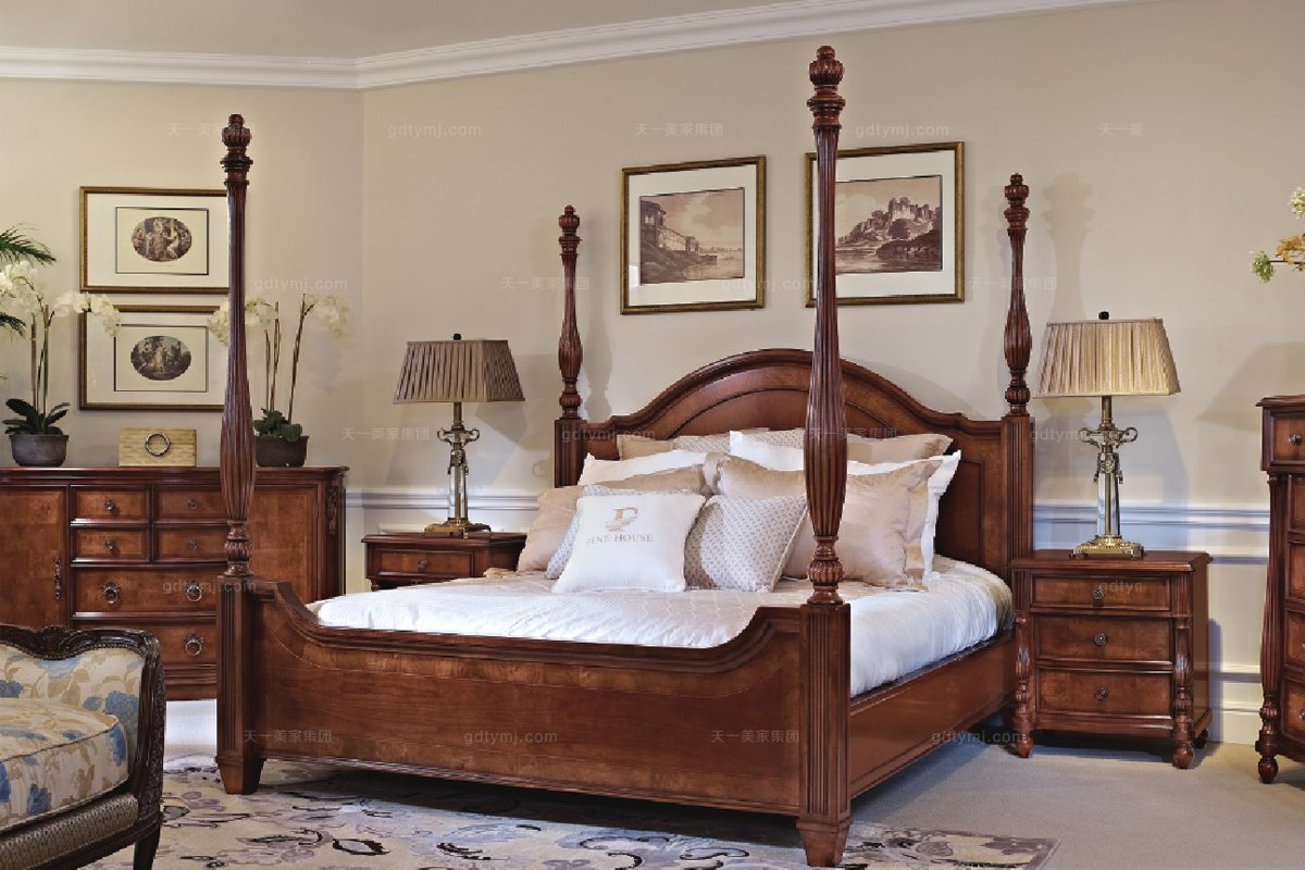 美式贵族实木卧室床