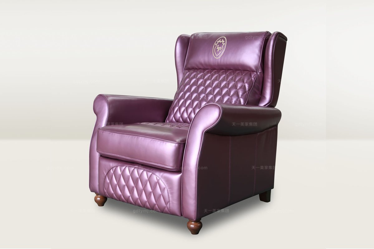 欧式紫色真皮沙发